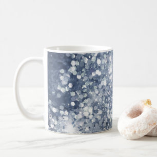 Caneca De Café Dusty Blue Silver Glitter Sparkly