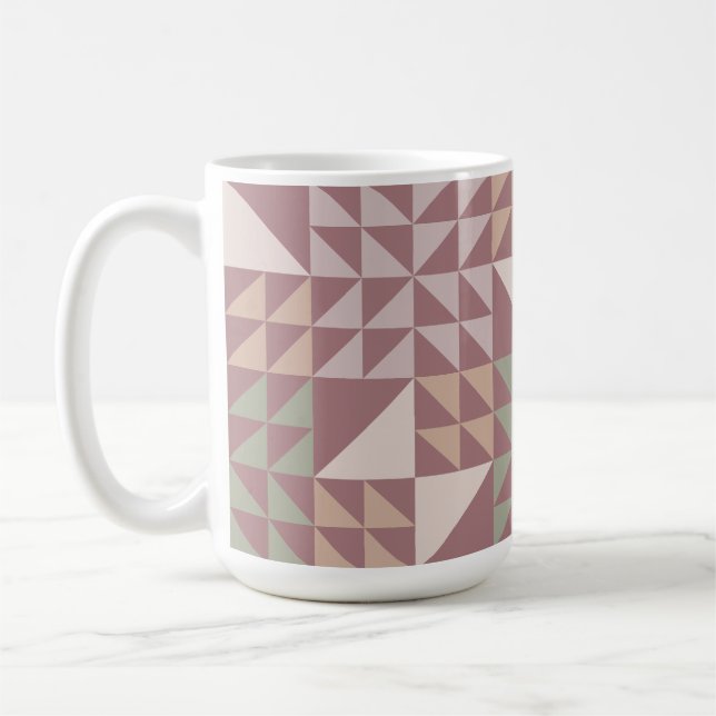 Caneca De Café Dusty Rose Geometric Quilt Pattern Coffee Mug (Esquerda)