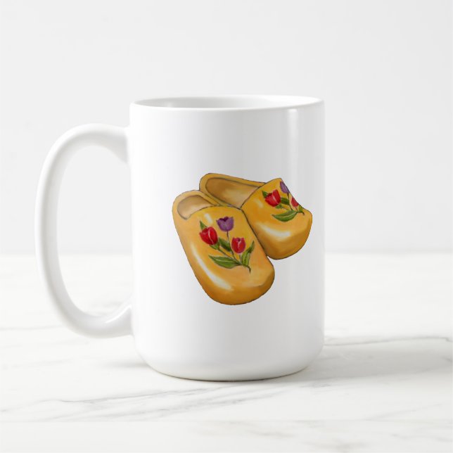Caneca De Café Dutch Wooden Shoes with Tulips, Klompen, Holland (Esquerda)