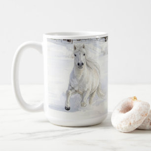 Caneca De Café Dyfra o Cavalo Islandês Galopando na Neve