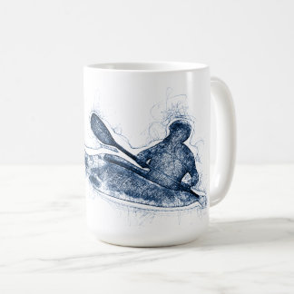 Caneca De Café Dynamic Whitewater Kayaker Line Art