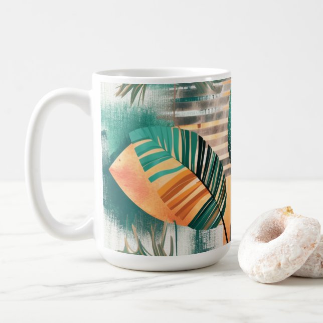 Caneca De Café Dynamische Tropen-Woge (Com Donut)