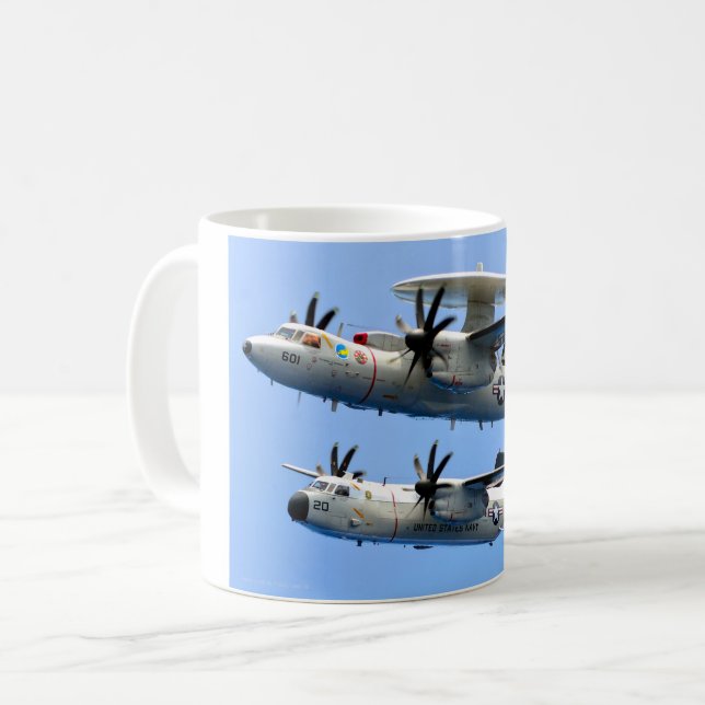 Caneca De Café E-2C HAWKEYE e C-2 GREYHOUND (Frente Esquerda)