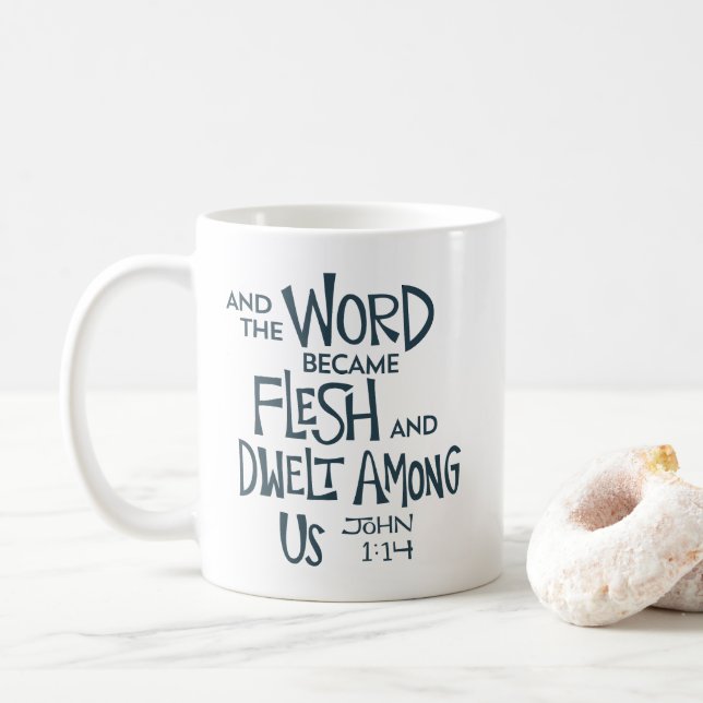 Caneca De Café E a Palavra se tornou Carne (Com Donut)