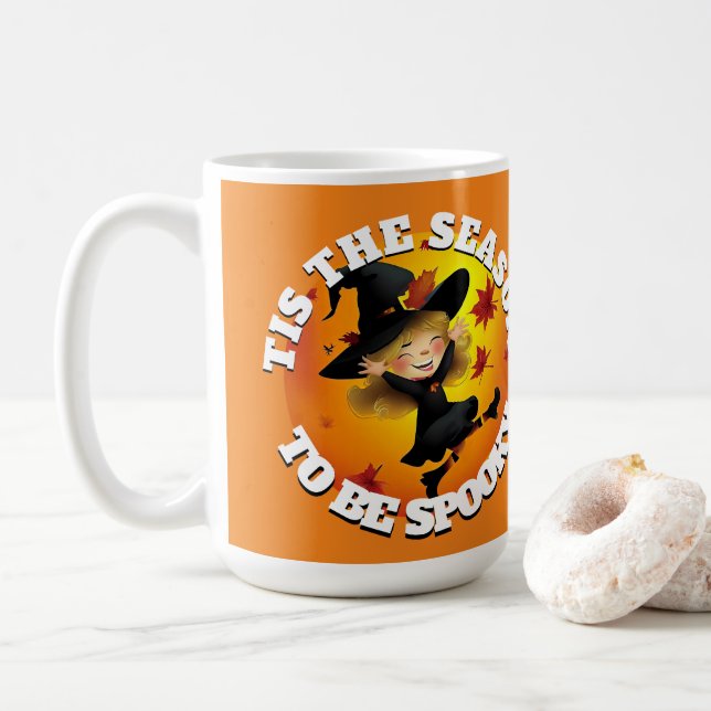 Caneca De Café É a Temporada Bruxinha Feliz (Com Donut)