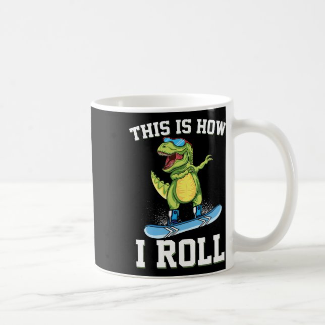 Caneca De Café É Assim Que Eu Ando De Dinossauro No Snowboard Tre (Direita)