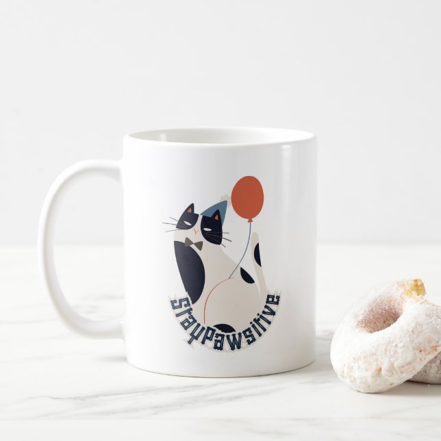 Caneca de Café e Chá Celebração do Gato Smoking (Com Donut)