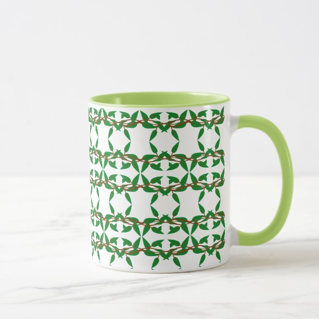 Caneca de Café e Chá com Padrão de Ramo Verde (Direita)
