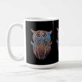 Caneca de café e chá de coruja extravagante e colo