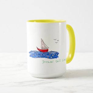 Caneca de Café e Chá do Barco de Sonho Navegar Mar