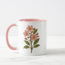 Caneca de Café e Chá Rosa Flor de Cerejeira Vintag