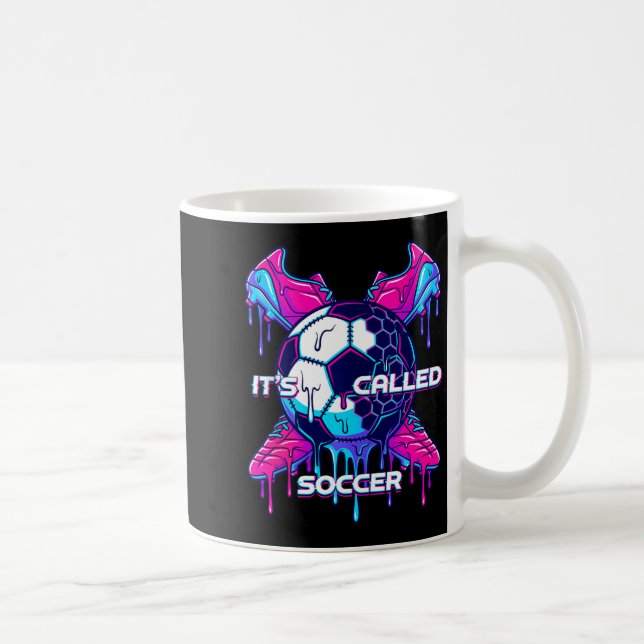 Caneca De Café É Chamada Futebol Derretimento Gotejamento Glitch  (Direita)