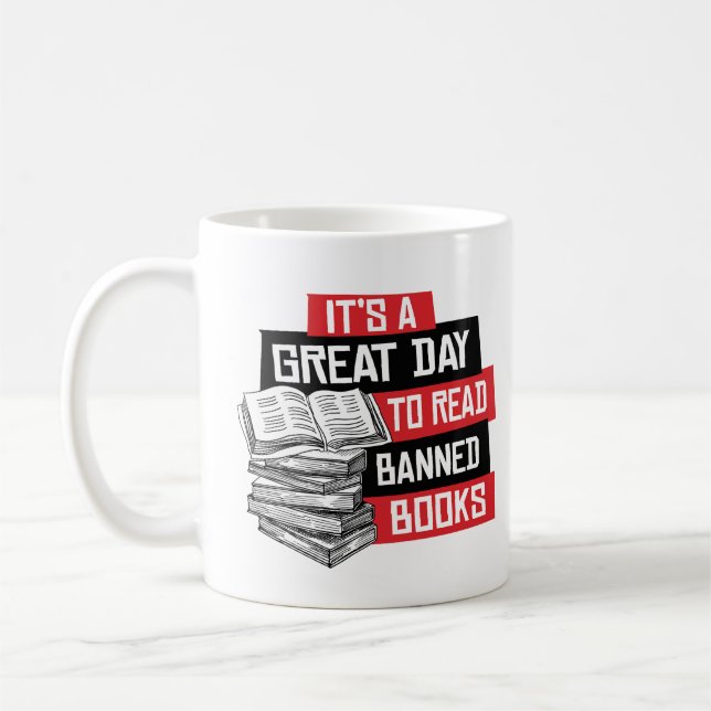 Caneca De Café É excelente dia para ler livros proibidos (Esquerda)