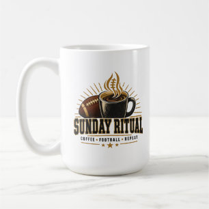 Caneca de Café e Futebol do Ritual de Domingo