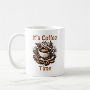 Caneca De Café É Hora do Café – Grãos de Café Aconchegantes