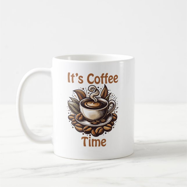 Caneca De Café É Hora do Café – Grãos de Café Aconchegantes (Esquerda)