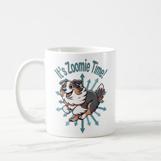 Caneca De Café É hora do Zoomie Australian Shepherd (Esquerda)