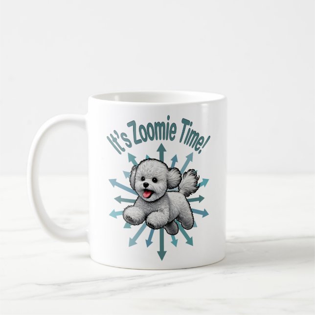 Caneca De Café É hora do Zoomie Bichon Frise (Esquerda)