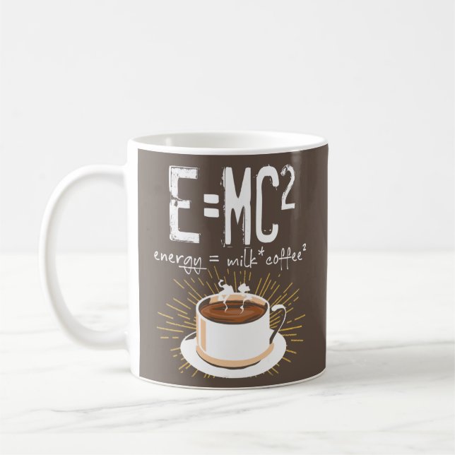 Caneca De Café E=MC2 Energy Milk Coffee Funny Chemistry Science (Esquerda)