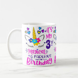 Caneca De Café É Meu 3º Aniversário Mágico Unicórnio de 3 Anos Bi