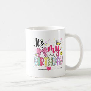 Caneca De Café É Meu Aniversário Coquette Laço Flor Aniversário M