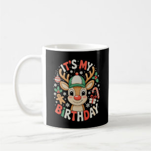 Caneca De Café É Meu Aniversário Rena de Natal Natal Festa