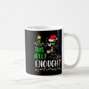 Caneca De Café É Natal de Gato Preto Alegre o Suficiente