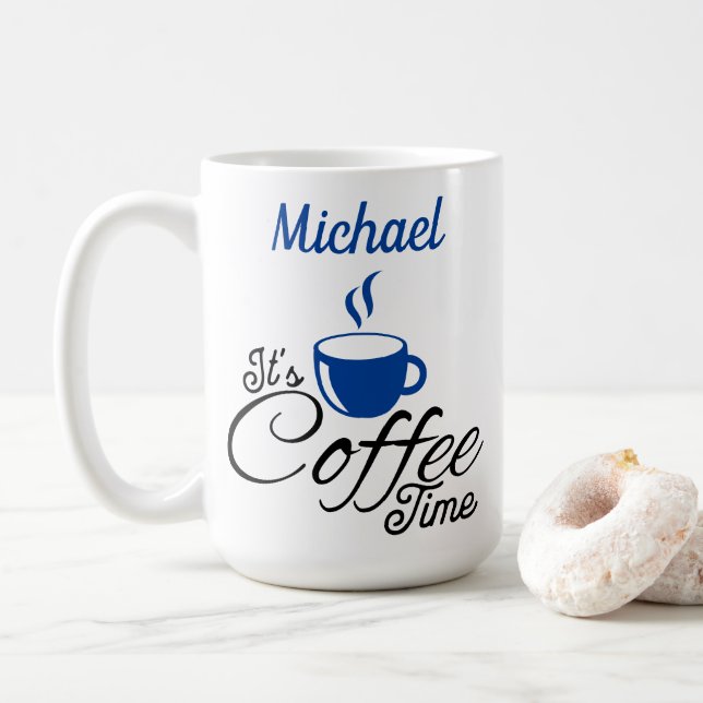 Caneca De Café É o Design azul do Café (Com Donut)