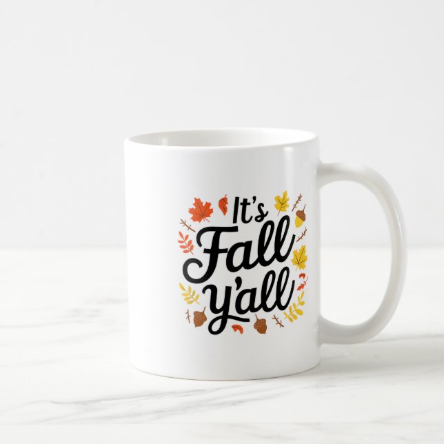 Caneca De Café É o Fall Yall Halloween Bats Pumpkin Fall Hallowe (Direita)