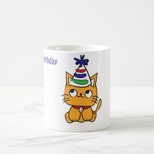 Caneca De Café É o meu gato de aniversário (Centro)