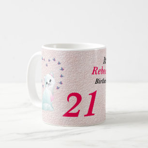 Caneca De Café É sua versão de Aniversário, Kitten e Flores