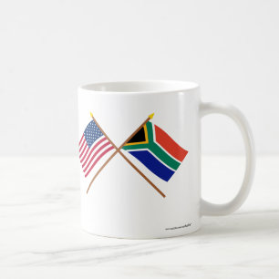 Caneca De Café E.U. e bandeiras cruzadas África do Sul