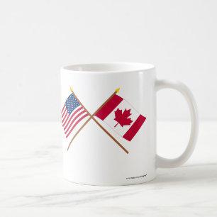 Caneca De Café E.U. e bandeiras cruzadas Canadá