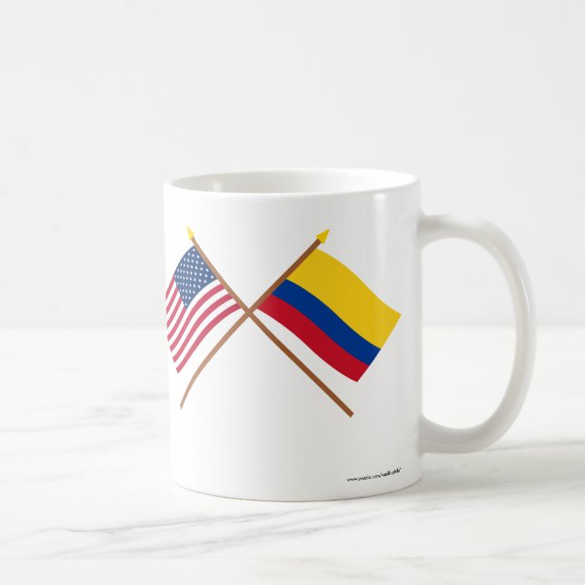 Caneca De Café E.U. e bandeiras cruzadas Colômbia (Direita)