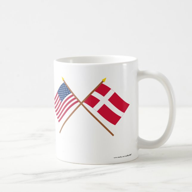 Caneca De Café E.U. e bandeiras cruzadas Dinamarca (Direita)
