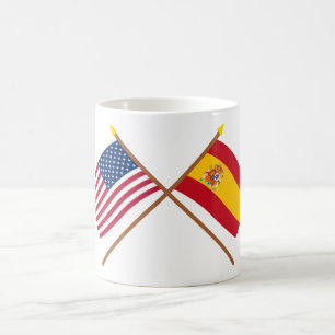 Caneca De Café E.U. e bandeiras cruzadas espanha