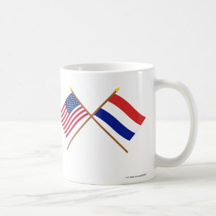 Caneca De Café E.U. e bandeiras cruzadas Países Baixos