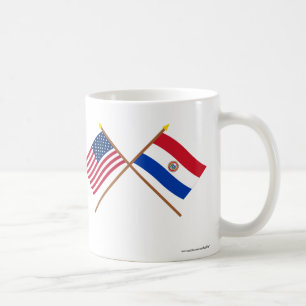 Caneca De Café E.U. e bandeiras cruzadas Paraguai