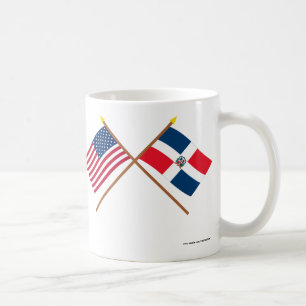 Caneca De Café E.U. e bandeiras cruzadas República Dominicana