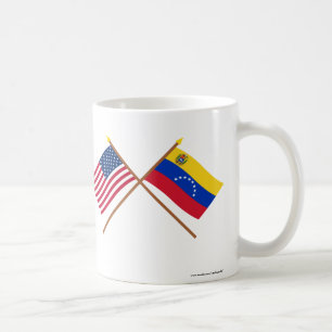 Caneca De Café E.U. e bandeiras cruzadas Venezuela