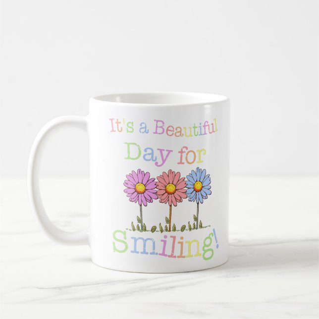 Caneca De Café É um belo dia para sorrir de gráficos - clássico (Esquerda)