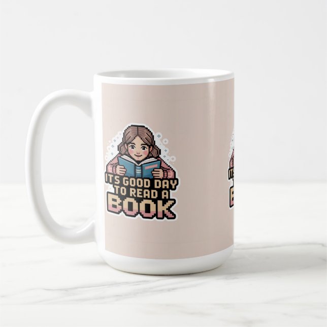 Caneca De Café É Um Bom Dia Ler Uma Cama De Livros (Esquerda)