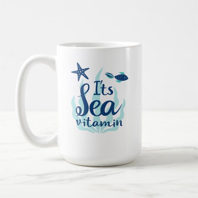 Caneca De Café É vitamina do mar - oceano costeiro - náutico cost (Esquerda)