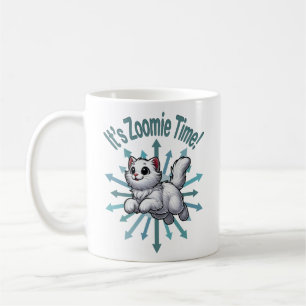Caneca De Café É Zoomie Time White Cat