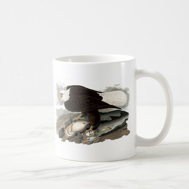 Caneca De Café Eagle dirigido branco | John James Audubon (Direita)