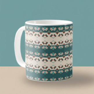 Caneca De Café Earth Grid Teal and Brown Tote