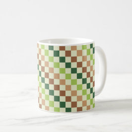 Caneca De Café Earthy rainbow diagonal checkerboard pattern