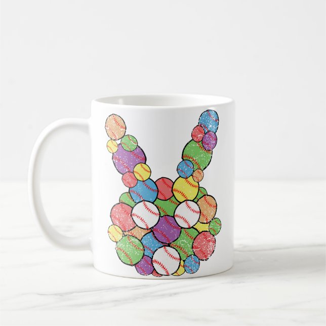 Caneca De Café Easter Baseball Lover Bunny Head Ball Egg Hunting  (Esquerda)