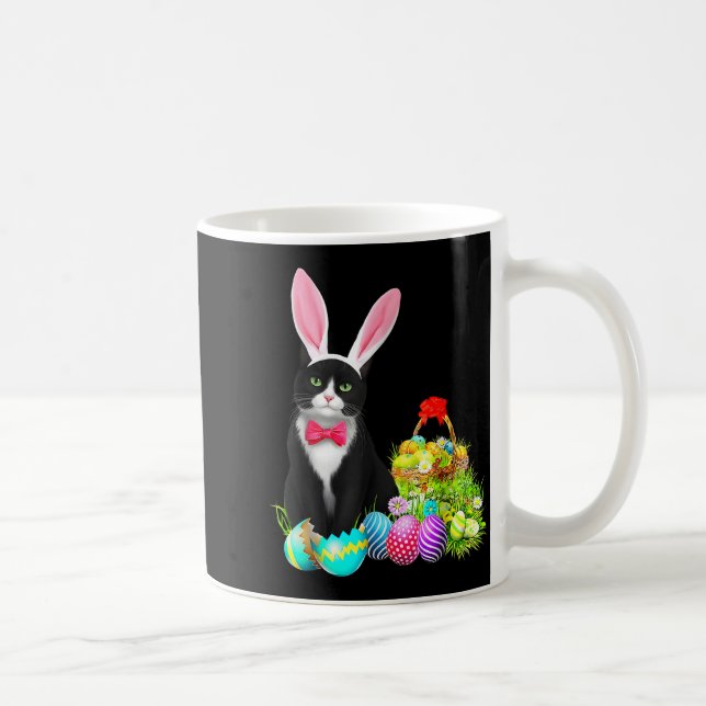 Caneca De Café Easter Rabbit Cat Bunny Ears Eggs Happy Easter Day (Direita)