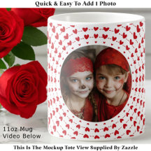 Easy Modern & Trendy One Photo & Red Hearts